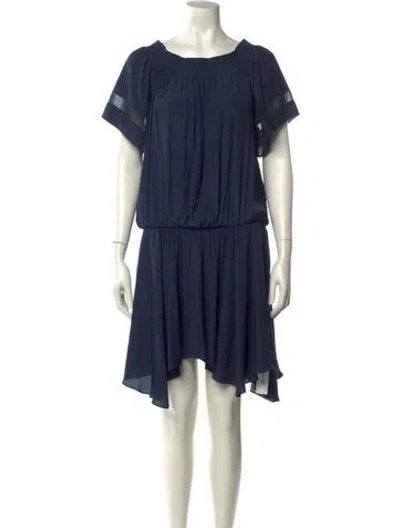 Pre-owned Ramy Brook Scoop Neck Mini Dress In Blue