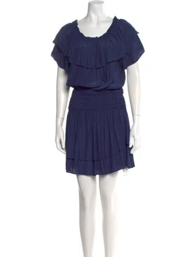 Pre-owned Ramy Brook Scoop Neck Mini Dress In Blue