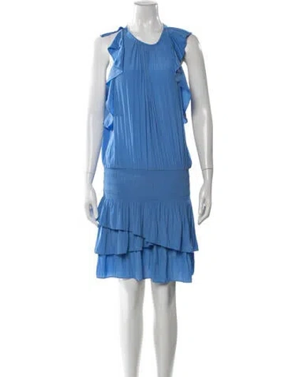 Pre-owned Ramy Brook Scoop Neck Mini Dress In Blue