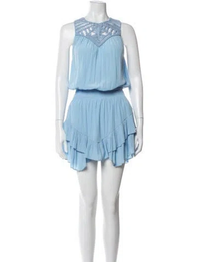 Pre-owned Ramy Brook Scoop Neck Mini Dress In Blue