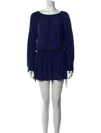 Pre-owned Ramy Brook Scoop Neck Mini Dress In Blue
