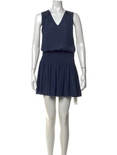 Pre-owned Ramy Brook Scoop Neck Mini Dress In Blue
