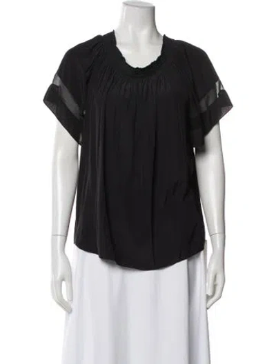 Pre-owned Ramy Brook Scoop Neck Short Sleeve Blouse In Black