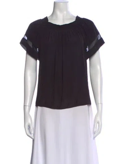 Pre-owned Ramy Brook Scoop Neck Short Sleeve Blouse In Black