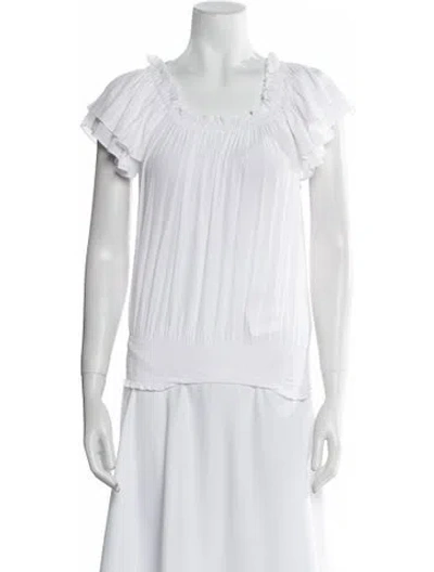 Pre-owned Ramy Brook Scoop Neck Short Sleeve Blouse W/ Tags In White