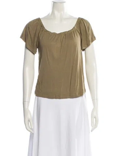 Pre-owned Ramy Brook Scoop Neck Short Sleeve T-shirt In Green