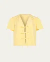Ramy Brook Selene Tie-front Short Sleeve Blouse In Yellow