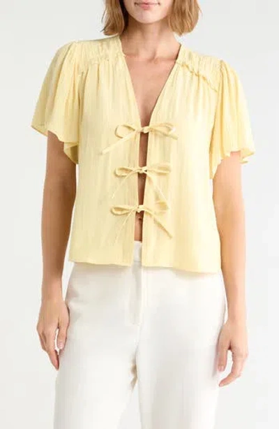 Ramy Brook Selene Tie Front Crop Top In Yellow