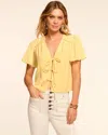Ramy Brook Selene Tie-front Short Sleeve Blouse In Yellow