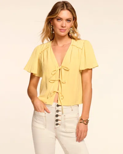 Ramy Brook Selene Tie-front Short Sleeve Blouse In Yellow
