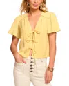 Ramy Brook Selene Tie-front Short Sleeve Blouse In Yellow