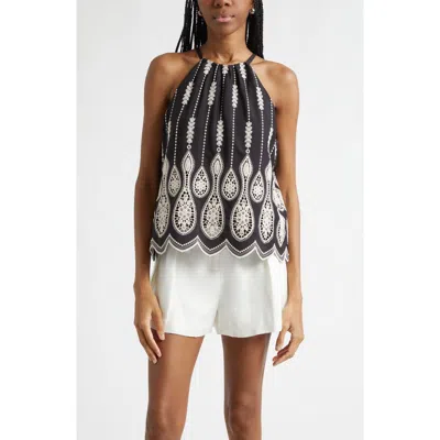Ramy Brook Selina Embroidered Top In Blue