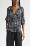 Ramy Brook Selva Paisley Silk Shirt In Black