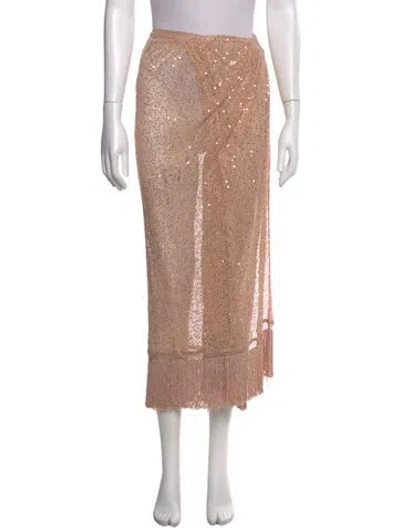 Pre-owned Ramy Brook Sequin Embellishments Midi Length Skirt In Pink