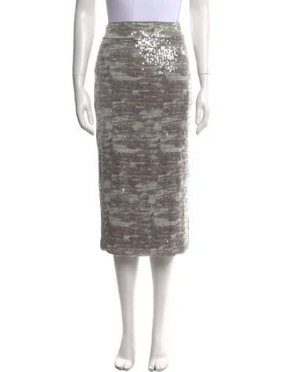 Pre-owned Ramy Brook Sequin Embellishments Midi Length Skirt W/ Tags In Gray