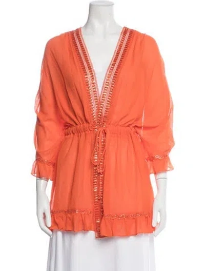 Pre-owned Ramy Brook Sequin Embellishments Robe In Orange