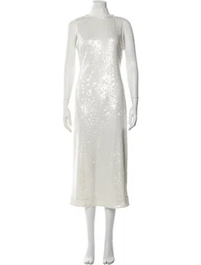 Pre-owned Ramy Brook Sequin Midi Length Dress In White