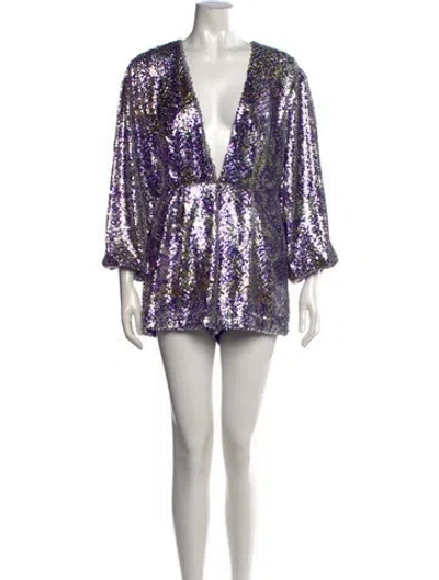 Pre-owned Ramy Brook Sequin Patterned Romper In Multicolor