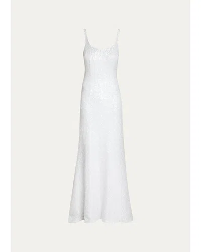 Ramy Brook Sequined Column Gown In White
