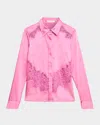 Ramy Brook Serena Satin Button-front Shirt In Pink