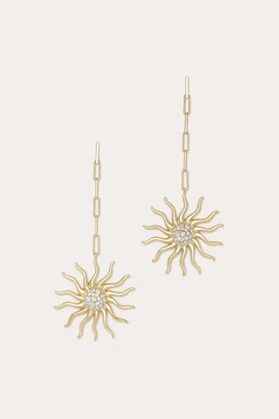 Ramy Brook Serra Pave Sunburst Earrings In Gold