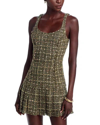 Ramy Brook Shane Tweed Minidress In Dark Sage