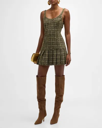 Ramy Brook Shane Tweed Mini Dress In Dark Sage In Multi
