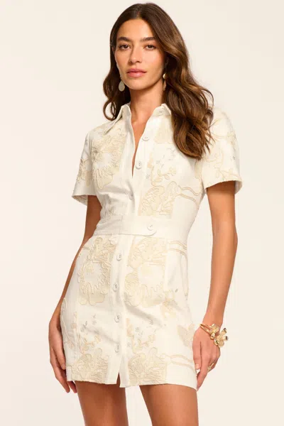 Ramy Brook Shannon Floral Embroidered Mini Dress In White