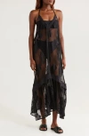 Ramy Brook Shea Sheer Cover-up Sundress In Black