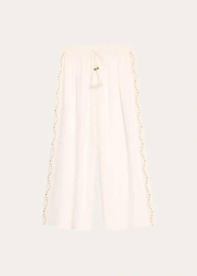 Ramy Brook Shelby Grommet-trim Drawstring Pants In White