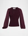 Ramy Brook Shelly Long-sleeve Blouse In Burgundy