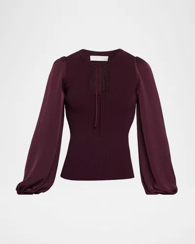 Ramy Brook Shelly Long-sleeve Blouse In Burgundy