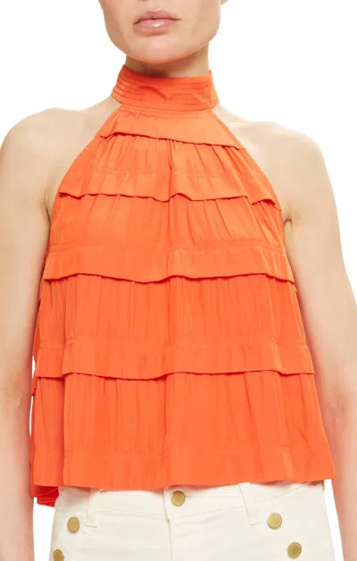 Ramy Brook Sherrie Tiered Tank Top In Bright Lily In Orange