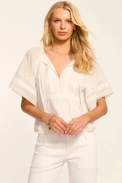 Ramy Brook Sherry Voile Peasant Blouse In White