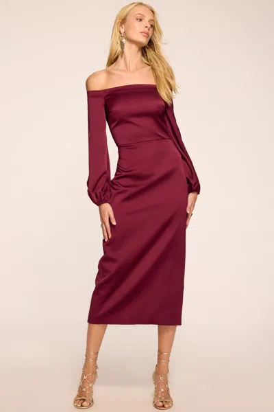 Ramy Brook Shiyan Off-the-shoulder Midi Dress In Red