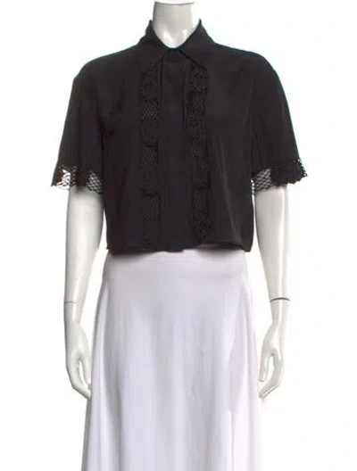 Pre-owned Ramy Brook Short Sleeve Blouse In Black