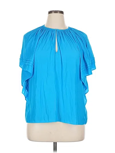 Pre-owned Ramy Brook Short Sleeve Blouse In Blue