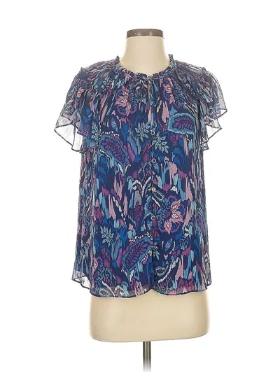 Pre-owned Ramy Brook Short Sleeve Blouse In Blue