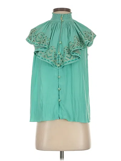 Pre-owned Ramy Brook Short Sleeve Blouse In Blue