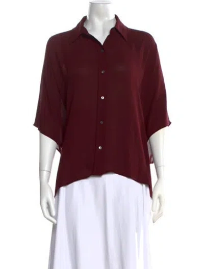Pre-owned Ramy Brook Short Sleeve Blouse In Burgundy