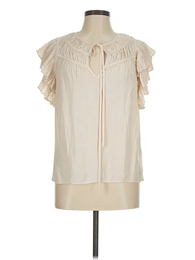 Pre-owned Ramy Brook Short Sleeve Blouse In Ivory