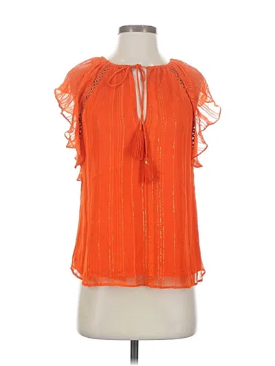 Pre-owned Ramy Brook Short Sleeve Blouse In Orange