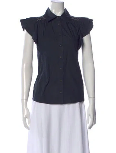 Pre-owned Ramy Brook Short Sleeve Blouse W/ Tags In Blue