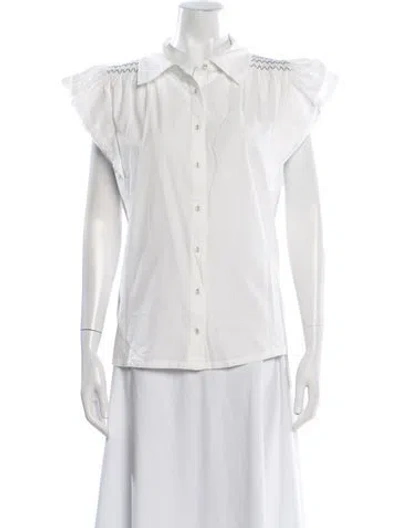 Pre-owned Ramy Brook Short Sleeve Blouse In White
