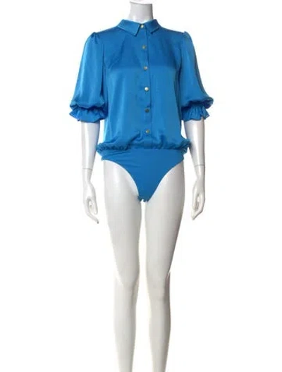 Pre-owned Ramy Brook Short Sleeve Bodysuit In Blue
