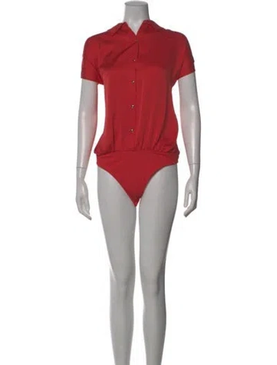 Pre-owned Ramy Brook Short Sleeve Bodysuit W/ Tags In Red