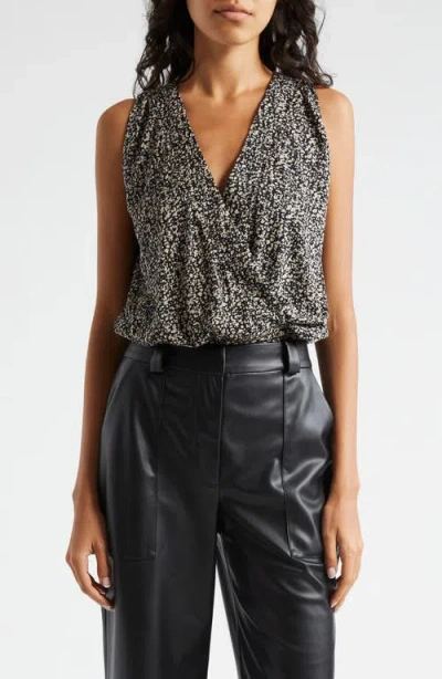 Ramy Brook Sierra Abstract Print Sleeveless Bubble Top In Black Sahara