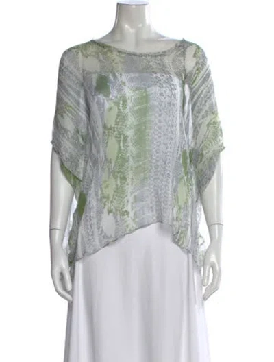 Pre-owned Ramy Brook Silk Animal Print Blouse In Blue