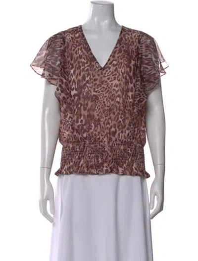 Pre-owned Ramy Brook Silk Animal Print Blouse In Pink