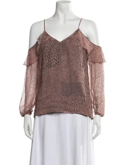 Pre-owned Ramy Brook Silk Animal Print Blouse In Pink
